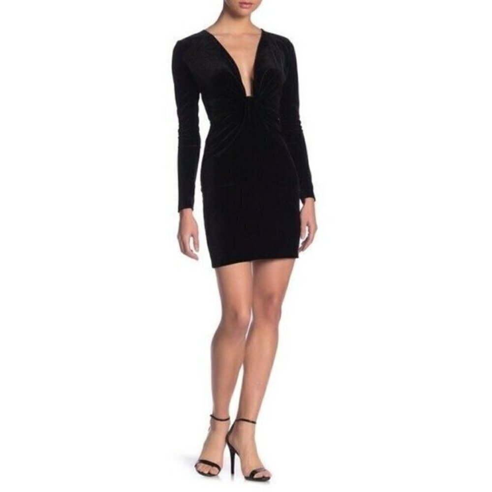 Love...Ady Deep V-Neck Velvet Bodycon Dress